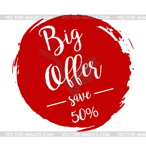 Big Offer grunge style red - vector clipart