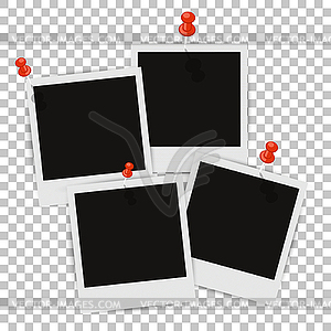 Four photo frames on wall with shadow attached - vector clipart