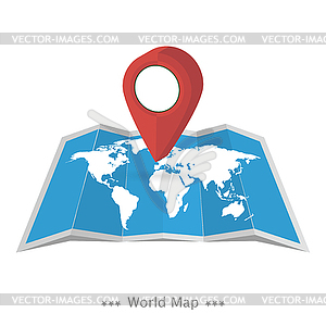 World map with pointer - vector image