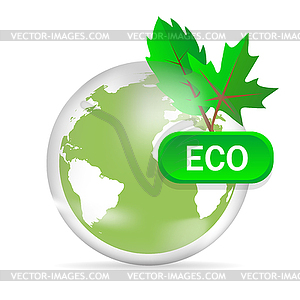 Earth globe green colored with shadow - vector image