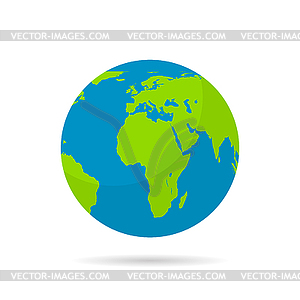 Globe world map with shadow - color vector clipart