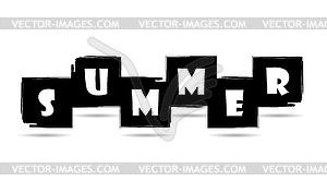 Inscription of summer painted squares with shadow - vector clip art