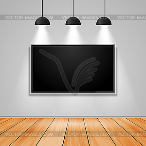 Modern mockup design spotlights, with tv - vector image