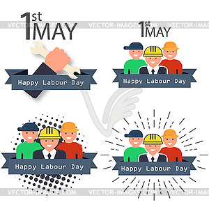 Международный Счастливый День труда Плакаты - векторное изображение