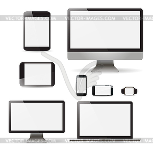 Mockup set realistic Monitors laptop tablet and - stock vector clipart