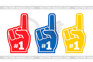 Number 1 fan, hand glove, different color - vector image