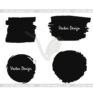 Set of black shapes with paint smears, frames for - vector image