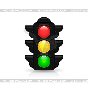 Traffic light with reflection and shadow - vector clipart