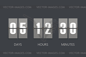 Flip Countdown timer. Flat style, sign - vector clipart