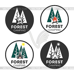 Set logo Forest camping, style design - vector clip art