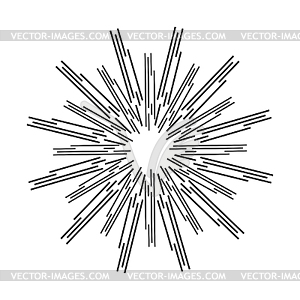 Sun rays, linear drawing - vector clip art