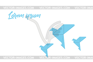 Origami with bird blue - vector image