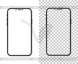 New version of black slim smartphone with blank - color vector clipart