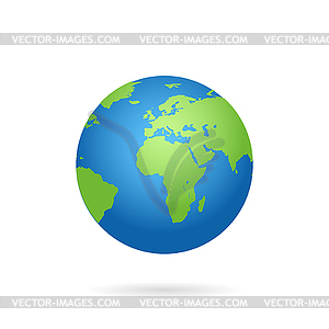 Globe world map with shadow - vector clip art