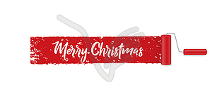 Banner, Merry Christmas texture red paint - vector clip art