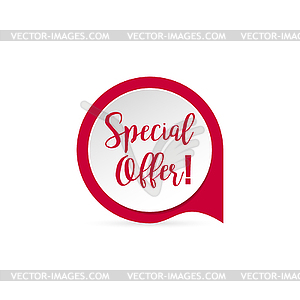 Sticker special offer with shadow, red - vector clipart