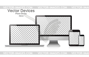 Set realistic devices - vector image