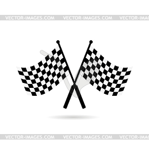 Racing flag finish with shadow, icon - vector clipart