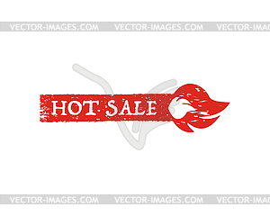 Hot sale banner with fire - vector clipart