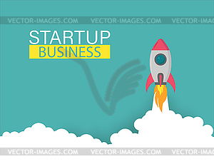 Startup rocket up business project, - vector image