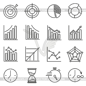 Set of icons for business training, time graphics - vector image