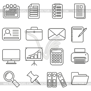 Set of icons in line style, accessories for office - vector clipart
