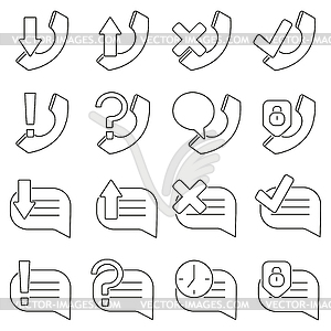 Set of icons in line style, calls and sms - vector image