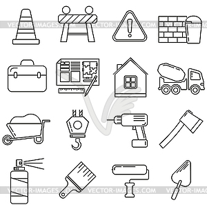 Icons on theme of construction supplies, on white - vector image