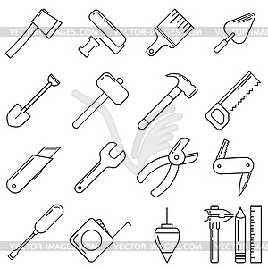 Icons on theme of construction supplies, on white - vector image