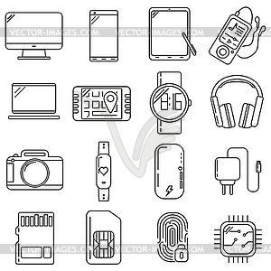 Icons on subject of technology set - vector image