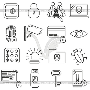 Security icons set - vector clipart