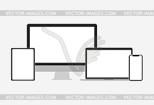 Set of electronic devices in flat style style - vector image