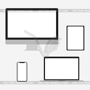 Set of electronic devices in flat style style - vector image