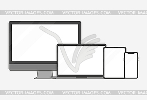 Set of electronic devices in flat style style - vector clipart