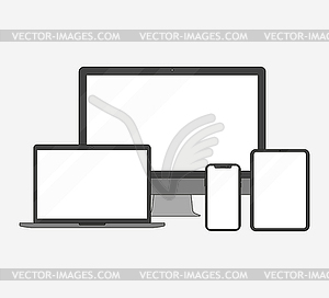 Набор электронных устройств в стиле плоский - изображение в векторе / векторный клипарт