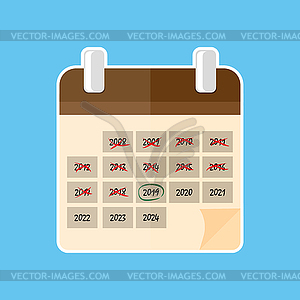 Calendar in flat style on blue background - vector clip art