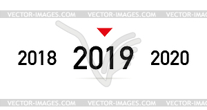 Наступающий 2019 новый год с тенью - векторное изображение EPS