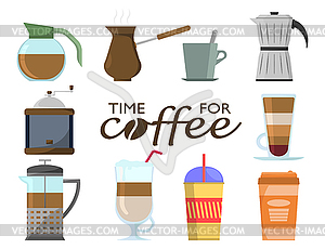 Coffee set in flat design - vector EPS clipart