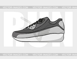 Run shoe in flat style, on grey background - stock vector clipart