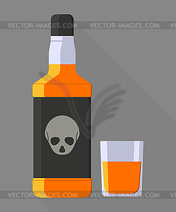 Whiskey bottle in flat style, on grey - vector image