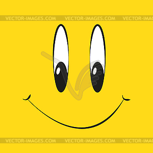 Улыбка на желтом фоне в плоском стиле - иллюстрация в векторе