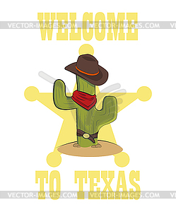 Cactus cowboy , flat st - vector image