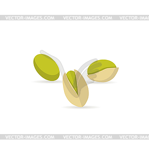 Pistachio flat icon with shadow - vector clip art