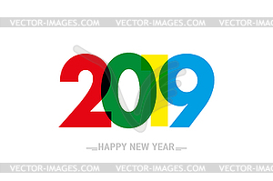 Happy new year 2019, Greeting card design template - vector clipart