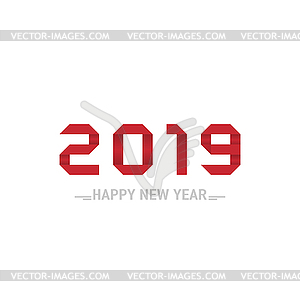 Happy new year 2019, Greeting card design template, - vector image