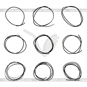 Scribble circles set, - vector image