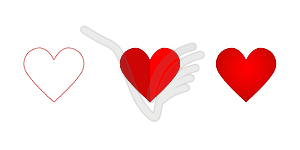 Hearth set icon red colored, valentine day - vector clipart