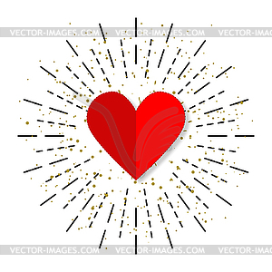 Heart icon in flat design with burst - royalty-free vector image