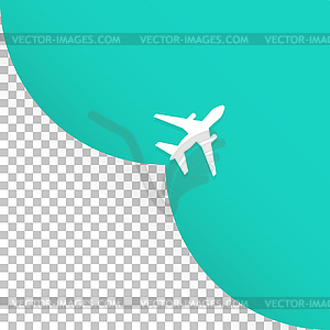 Plane takes off, an empty place for advertising - color vector clipart