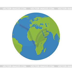 Globe world map with shadow - vector image